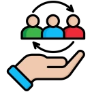 Ilustración que simboliza la retención de clientes con programas de fidelidad, estrellas y perfiles de usuario