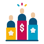 Illustration showing multiple real estate agents competing in a crowded market